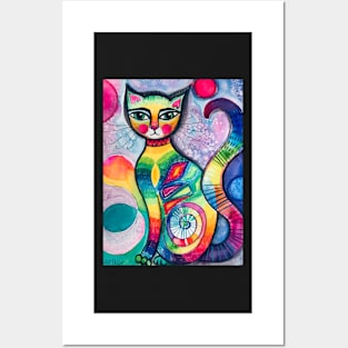 I invented a cat (watercolour, mixed media) Posters and Art